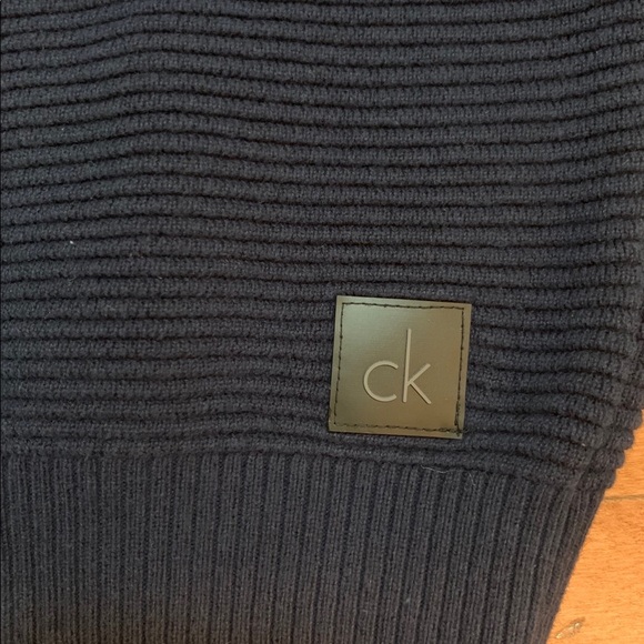 Calvin Klein Blue Quarter Zip Sweater Boys’s Size 8 Ribbed Knit Preppy Academia - Picture 3 of 3